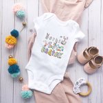 Personalisierte Ostereier Hase Kaninchen Doodle Buchstaben 100% Baumwolle Baby Mädchen Bodysuit mit Namen 1st Easter Baby Shower Geschenk für Neugebor
