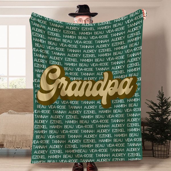 Henkilökohtainen monivärinen Shadow Font pehmeä heittää peitto 1-20 nimet syntymäpäivä joululahja isoäiti ukki