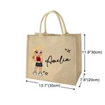Sac en Toile de Jute Personnalisé avec Nom et Personnage de Fille des Années 2000 Cabas de Grande Capacité Cadeau d'Anniversaire pour Femmes Filles