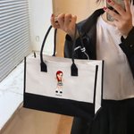 Personalised Y2K Cartoon Character Large Canvas Tote Bag with Name Friendship Birthday Gift for Women Girls