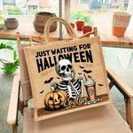 Scheletro personalizzato in attesa di Halloween Zucca Tote Bag con nome Divertente regalo di Halloween per amici e parenti