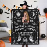 Couverture Multicolore Personnalisée avec Nom et Sorcière Design Plaque Ouija Décoration à la Maison Cadeau Halloween pour Famille