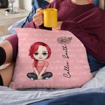 Personalised Cute Cartoon Character Birth Flower Throw Pillow Cover with Name Home Decor Birthday Christmas Gift for Boys Girls