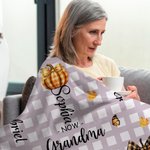 Personalised First Mom Now Grandma Little Pumpkins Soft Throw Blanket with 2-20 Names Halloween Appreciation Gift for Mom Grandma