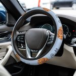 Personalised Watercolour Birth Flower Non-slip Elastic Car Steering Wheel Protective Cover with 1-3 Names Birthday Gift for Family Friend Car Owner