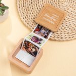 Álbum de fotos de acordeón de madera personalizado con texto caja de recuerdos para aniversario cumpleaños o regalo para familia o amigos