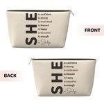 Personalized Self Care She Is Me Makeup Bag with Name and Positive Affirmations Birthday Inspirational Gift for Women Girls