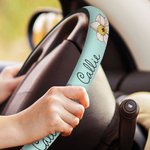 Personalised Watercolour Birth Flower Non-slip Elastic Car Steering Wheel Protective Cover with 1-3 Names Birthday Gift for Family Friend Car Owner