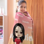 Couverture en Couleur Dégradée Personnalisée avec Nom et Personnage de Dessin Animé Cadeau Anniversaire Noël pour Enfant Adulte