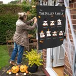 Personnalisé 1 - 8 Highland Cow Ghost Design Garden Flag with Name Halloween Yard Garden Decor Gift for Family