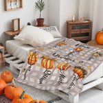 Personalised First Mom Now Grandma Little Pumpkins Soft Throw Blanket with 2-20 Names Halloween Appreciation Gift for Mom Grandma