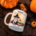 Taza personalizada Bruja Vampiro Murciélago con 1-6 Nombres Regalo de Halloween para Mujeres Niñas Niños