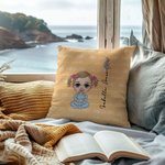 Personalised Cute Cartoon Character Birth Flower Throw Pillow Cover with Name Home Decor Birthday Christmas Gift for Boys Girls
