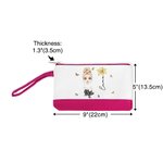 Personalized Cute Cartoon Character Birth Flower Makeup Bag with Name and Wrist Wedding Party Birthday Gift for Women Girls