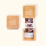 Álbum de fotos de acordeón de madera personalizado con texto caja de recuerdos para aniversario cumpleaños o regalo para familia o amigos