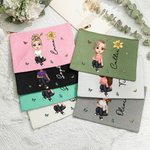 Borsa trucco portatile design cartone animato con personalizzazione del nome e fiore di nascita regalo per compleanno e natale per donne