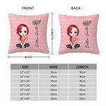 Personalised Cute Cartoon Character Birth Flower Throw Pillow Cover with Name Home Decor Birthday Christmas Gift for Boys Girls