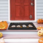 Personalized Cute Witch Ghost Highland Cow Non-Slip Welcome Doormat with Names Fall Halloween Home Decor Gift for Family Highland Cow Lovers