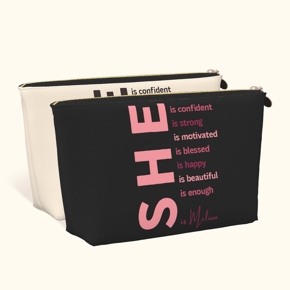 Trousse de maquillage personnalisée avec nom et affirmations positives Cadeau d'inspiration pour les femmes et les filles