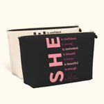 Personalized Self Care She Is Me Makeup Bag with Name and Positive Affirmations Birthday Inspirational Gift for Women Girls