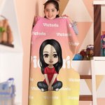 Couverture en Couleur Dégradée Personnalisée avec Nom et Personnage de Dessin Animé Cadeau Anniversaire Noël pour Enfant Adulte