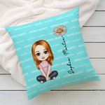 Personalised Cute Cartoon Character Birth Flower Throw Pillow Cover with Name Home Decor Birthday Christmas Gift for Boys Girls