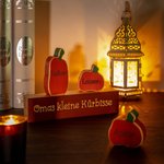 Personalisiertes Hölzerne-Kürbisse-Statue Holzblock-Set Haus Tisch Regal Deko Herbst Halloween Thanksgiving Geschenk für Familie Oma