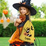 Sac à bonbons personnalisé avec initiale et nom pour Halloween Sorcière Citrouille Cadeau pour les enfants