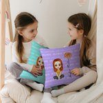 Personalised Cute Cartoon Character Birth Flower Throw Pillow Cover with Name Home Decor Birthday Christmas Gift for Boys Girls
