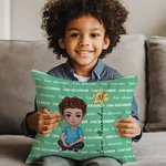 Personalised Cute Cartoon Character Birth Flower Throw Pillow Cover with Name Home Decor Birthday Christmas Gift for Boys Girls
