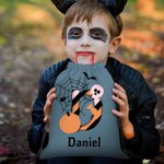 Sac à bonbons personnalisé avec initiale et nom pour Halloween Sorcière Citrouille Cadeau pour les enfants