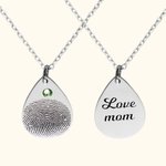 Personalizado grabado lágrima huella colgante collar con piedra de nacimiento y el texto minimalista nombre de la joyería cumpleaños aniversario regal