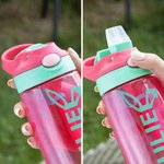 Bouteille d'Eau avec Paille Motif Oreilles Lapin Bouteille Personnalisée avec Nom Cadeau Anniversaire Pâques pour Enfant