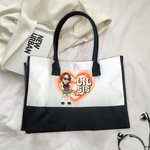 Personalised Big Sis Mid Sis Lil Sis Y2K Heart Cartoon Girl Canvas Tote Bag with Name Birthday Friendship Gift for Besties Y2K Lovers