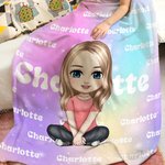 Couverture en Couleur Dégradée Personnalisée avec Nom et Personnage de Dessin Animé Cadeau Anniversaire Noël pour Enfant Adulte