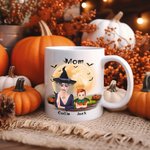 Taza personalizada Bruja Vampiro Murciélago con 1-6 Nombres Regalo de Halloween para Mujeres Niñas Niños