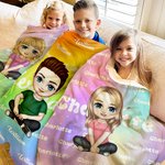 Couverture en Couleur Dégradée Personnalisée avec Nom et Personnage de Dessin Animé Cadeau Anniversaire Noël pour Enfant Adulte