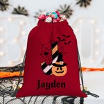 Sac à bonbons personnalisé avec initiale et nom pour Halloween Sorcière Citrouille Cadeau pour les enfants