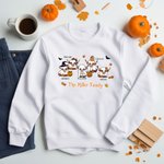 Personalised Cute Witch Ghost Highland Cow Kid Adult Sweatshirt with 2-6 Names Welcome Halloween Costume Gift for Family Highland Cow Lovers