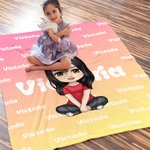 Couverture en Couleur Dégradée Personnalisée avec Nom et Personnage de Dessin Animé Cadeau Anniversaire Noël pour Enfant Adulte