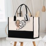 Personalised Big Sis Mid Sis Lil Sis Y2K Heart Cartoon Girl Canvas Tote Bag with Name Birthday Friendship Gift for Besties Y2K Lovers