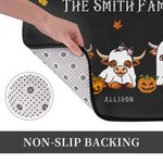 Personalized Cute Witch Ghost Highland Cow Non-Slip Welcome Doormat with Names Fall Halloween Home Decor Gift for Family Highland Cow Lovers