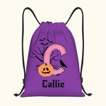 Sac à bonbons personnalisé avec initiale et nom pour Halloween Sorcière Citrouille Cadeau pour les enfants