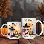 Taza personalizada Bruja Vampiro Murciélago con 1-6 Nombres Regalo de Halloween para Mujeres Niñas Niños