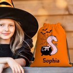 Sac à bonbons personnalisé avec initiale et nom pour Halloween Sorcière Citrouille Cadeau pour les enfants