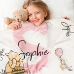 Personalized Soft Classic Winnie the Pooh Throw Blanket with Name and Initial Baby Shower Receiving Gift for Newborns