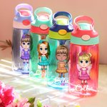 Personalised Cute Cartoon Fairy Girl 16oz Name Water Bottle with Straw and Handle Birthday Back to School Gift for Girls