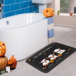 Personalized Cute Witch Ghost Highland Cow Non-Slip Welcome Doormat with Names Fall Halloween Home Decor Gift for Family Highland Cow Lovers