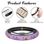 Personalised Watercolour Birth Flower Non-slip Elastic Car Steering Wheel Protective Cover with 1-3 Names Birthday Gift for Family Friend Car Owner