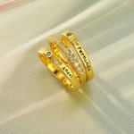 Henkilökohtainen pinottava Birthstone Ring Set of 3 kaiverrettu nimi syntymäpäivä joululahja naisille